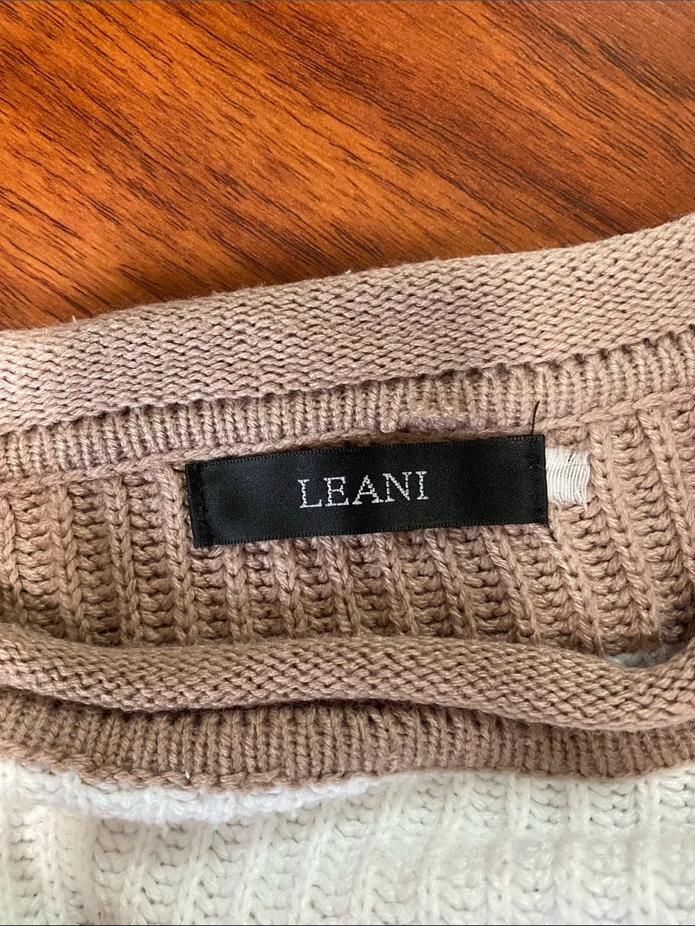 Women's Striped Crewneck Sweater in Cream and Tan